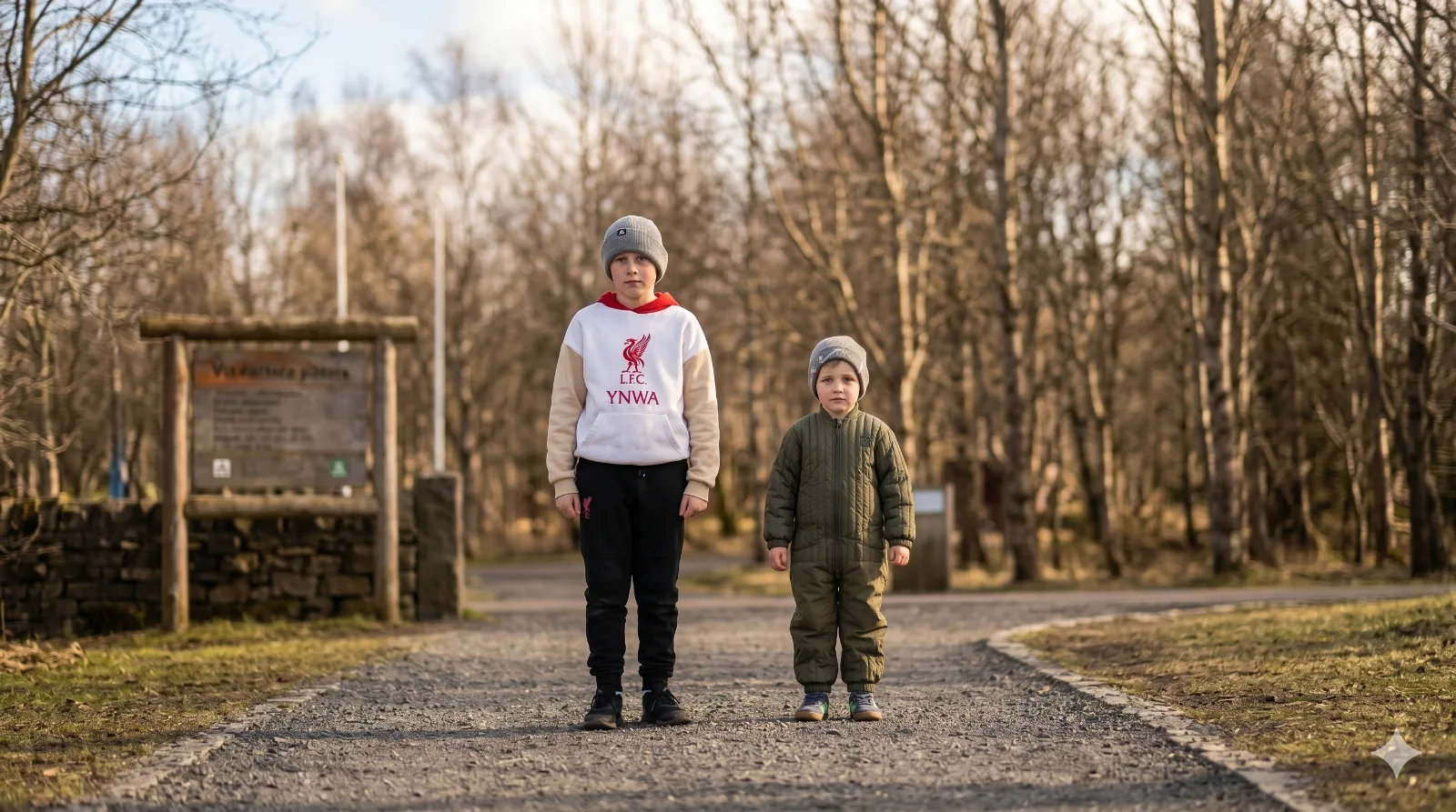 Tveir íslenskir strákar standa við inngang Fjölskyldu- og húsdýragarðsins og horfa ákveðnir fram á ævintýri.